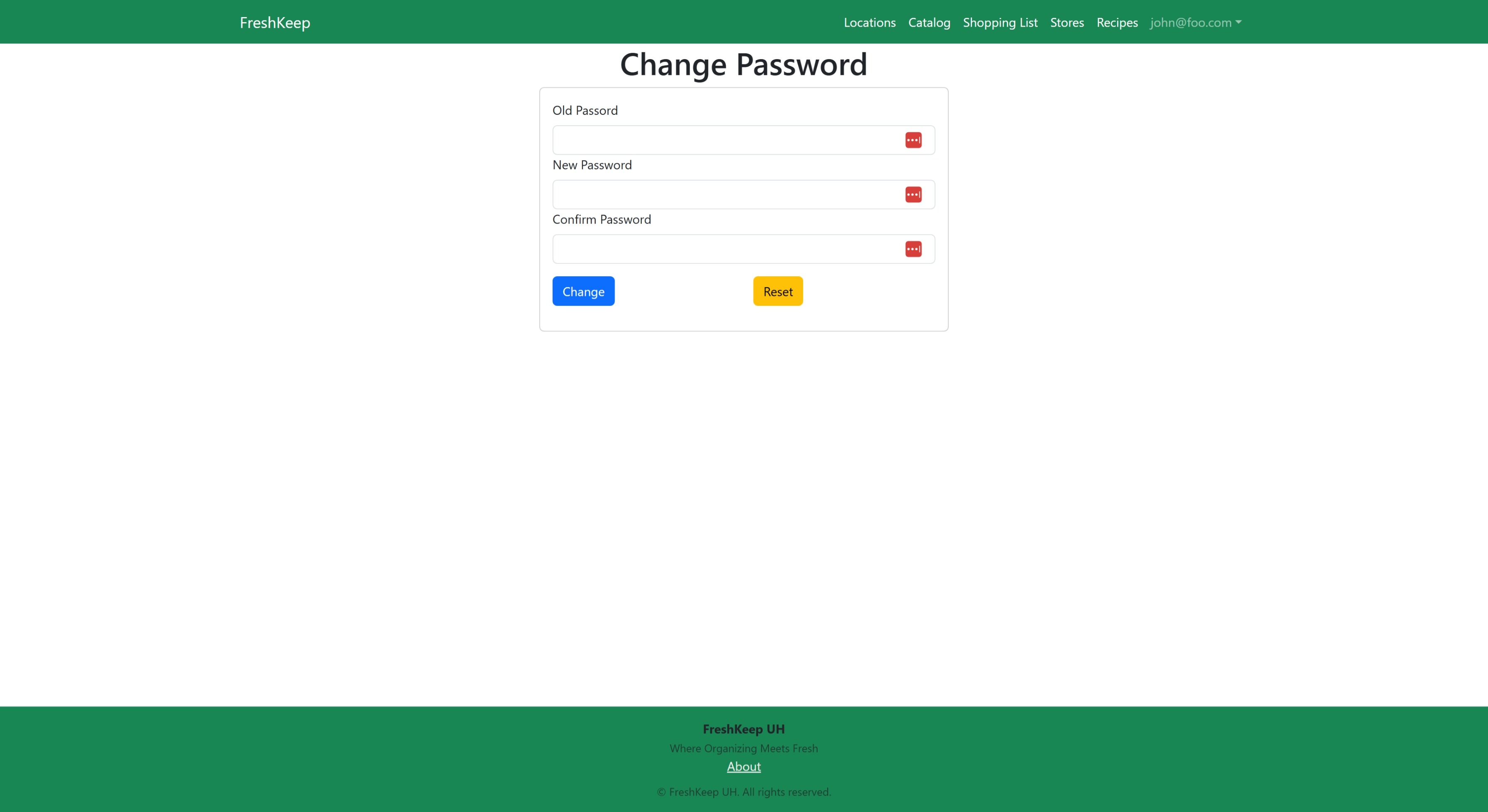 Change Password Page