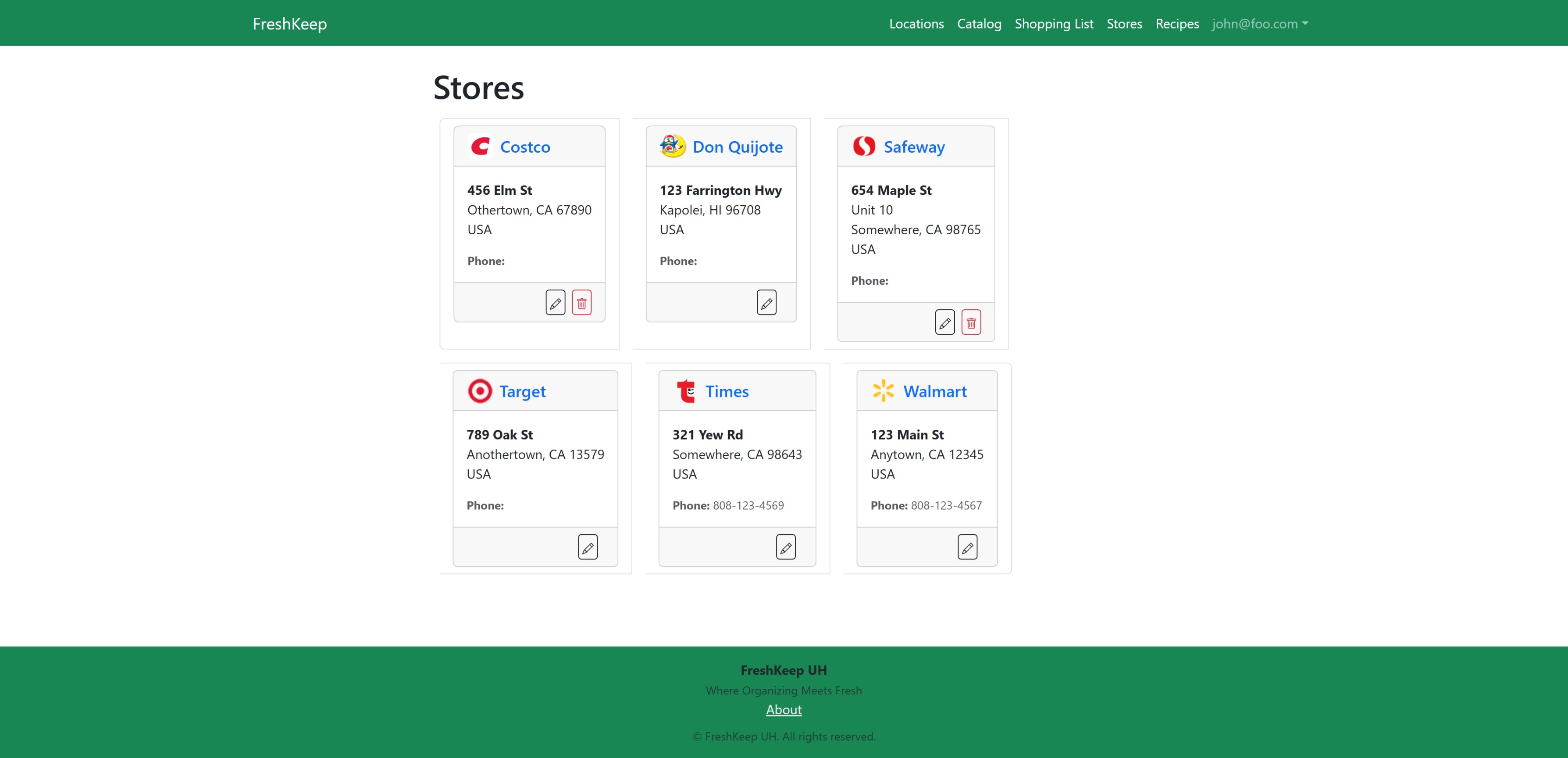 Stores Page